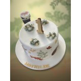 Close-up of a Wooly personalised cake – butterfly and squirrel cut from the edible sheet