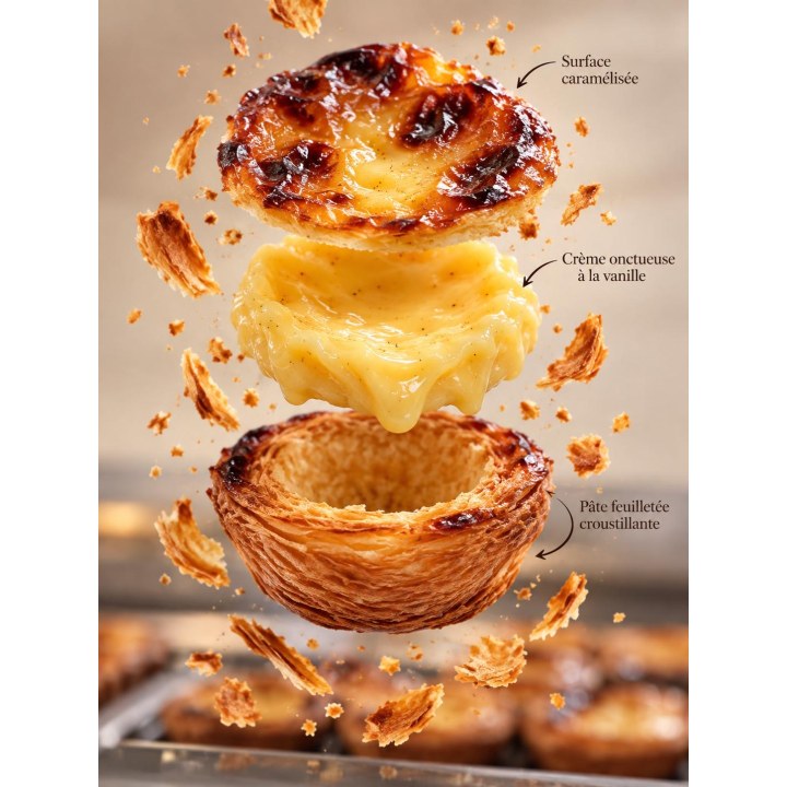 Die drei Schichten des Pastel de Nata vor dem Ofen