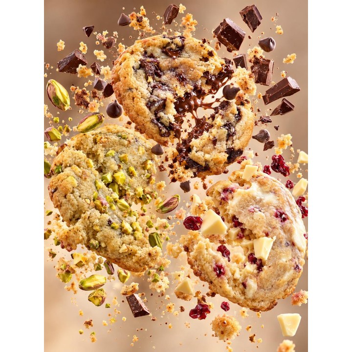 Soft Cookies Pistazie, weiße Schokolade Himbeere und Schokoladenstückchen