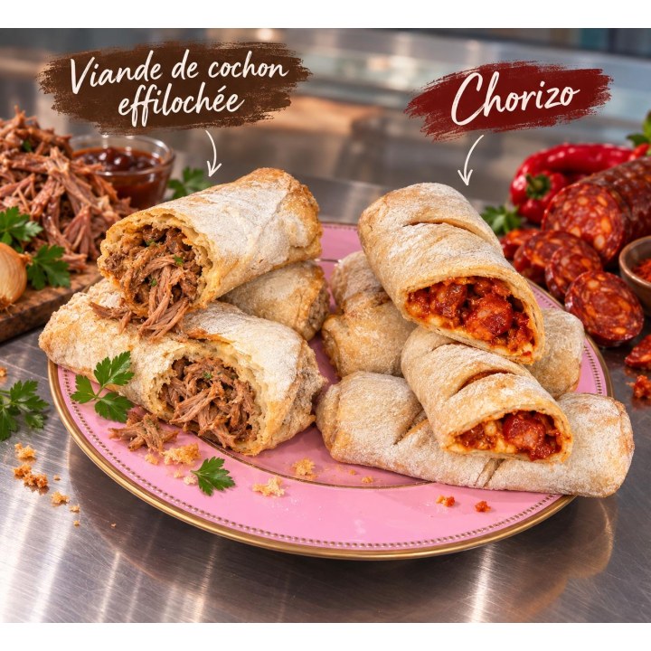 Bifana mit gezupftem Schweinefleisch und Chouriço-Brot
