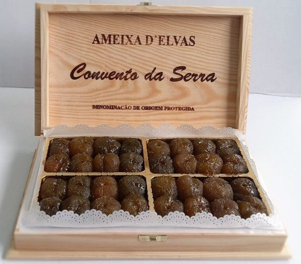 Ameixas d'Elvas confites, prunes vertes translucides de l'Alentejo portugais